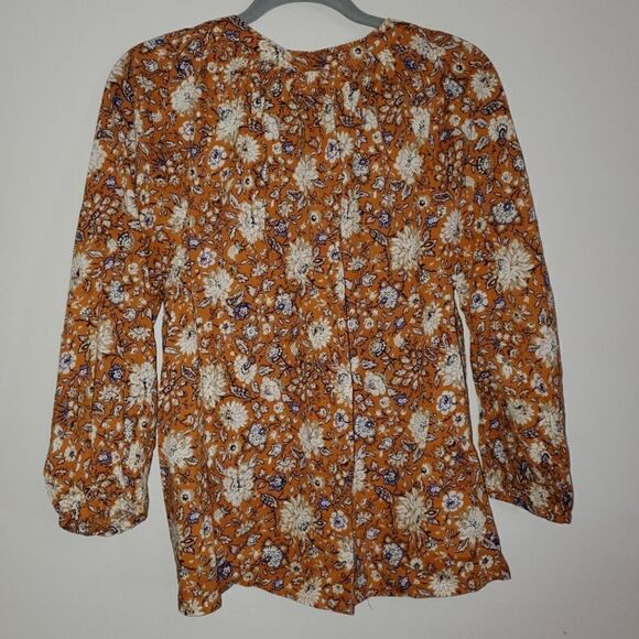 OLD NAVY MUSTARD BOHO FLORAL TOP SIZE MEDIUM - Picture 6 of 6